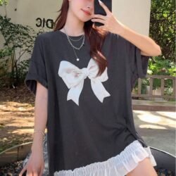 蝴蝶結荷葉邊下擺上衣