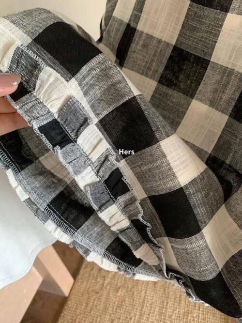 Hers家/荷葉邊格紋無袖上衣：圖片 4