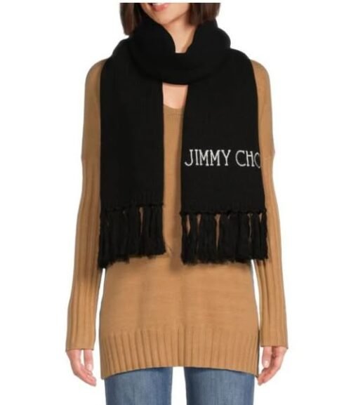 Jimmy Choo羊毛logo圍巾