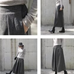 新款鬆緊腰裙褲寬鬆闊腿褲