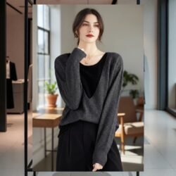 舒服假兩件毛呢針織上衣